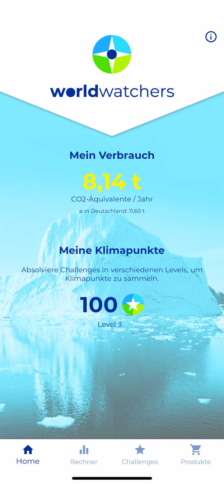 Screenshot der App Klimakompass