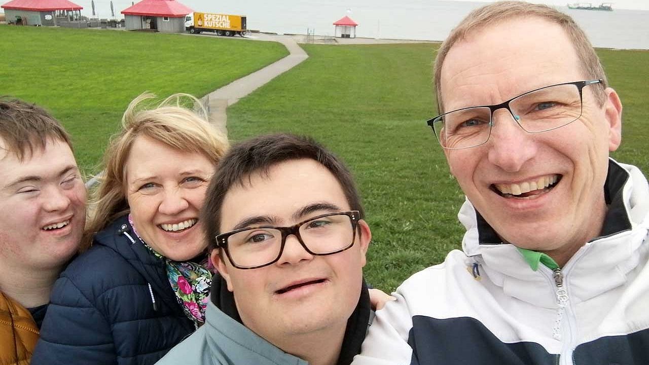 Selfie mit allen vier Familienmitgliedern