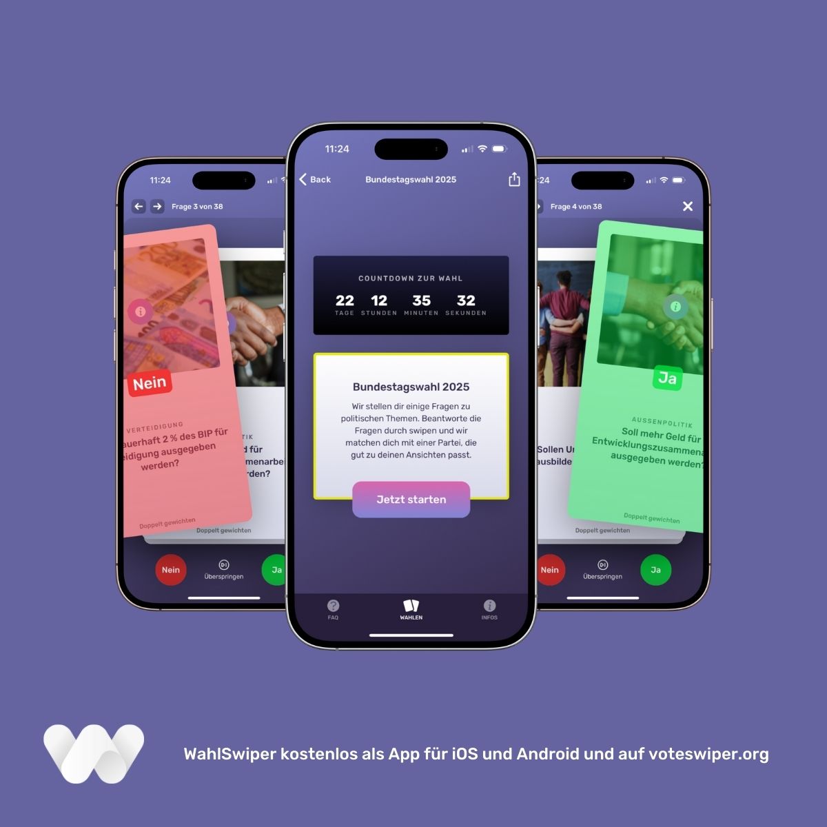 Abgebildet ist die WahlSwiper App 2025