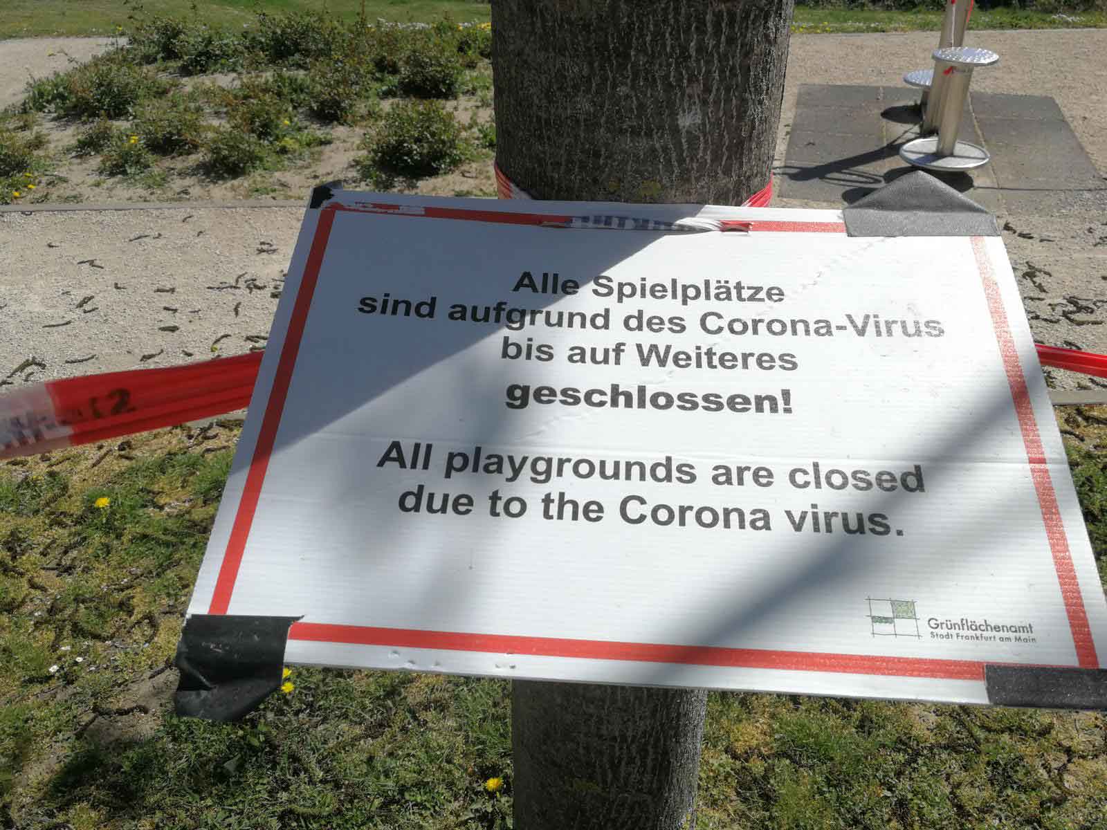 Spielplätze sind bis auf Weiteres geschlossen, wegen des Corona-Virus.